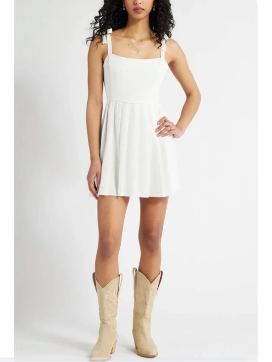 bp Dresses & Skirts - BP. Tie Strap Pleated Minidress In White New!